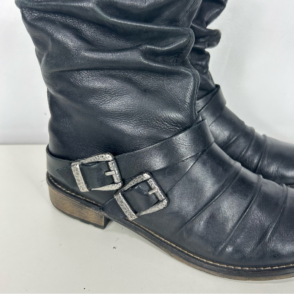 REMONTE black leather moto combat boots - Picture 3 of 11